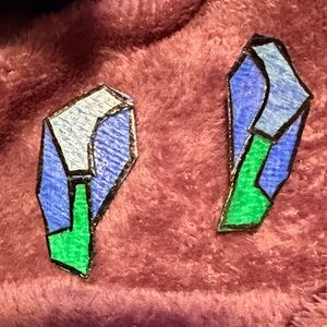 Geometric Blue and Green Earrings